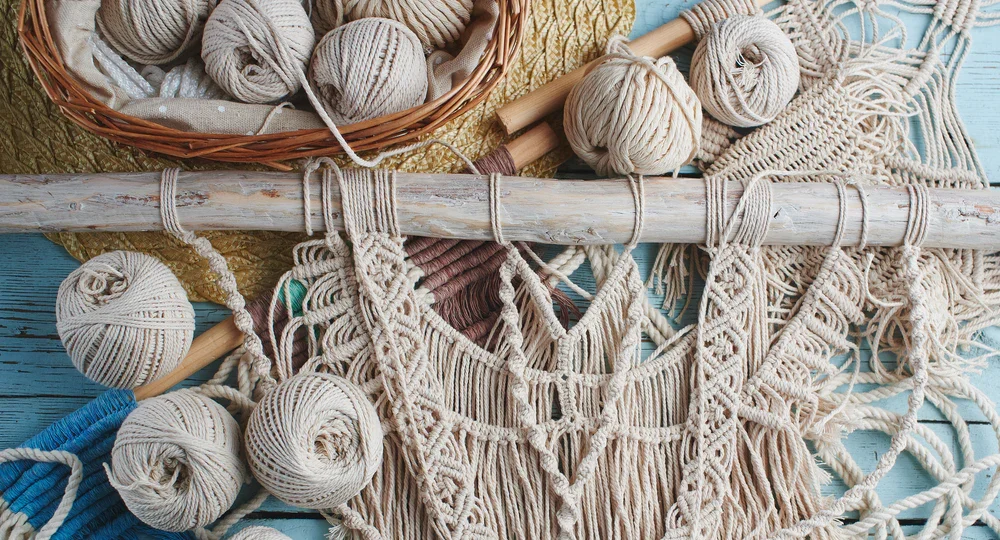 Basic macramé patterns and knots using cotton cord at Crafty Knots Studio Goa