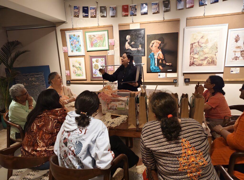 Women learning macrame techniques during a beginner-friendly macrame workshop in Panjim Goa by Crafty Knots Studio