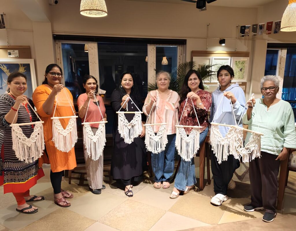 Women attending macrame workshop in Panjim Goa at Crafty Knots Studio